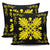 Hawaiian Quilt Maui Plant And Hibiscus Pattern Pillow Covers - Yellow Black - AH - Polynesian Pride