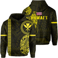 Polynesian Kakau Kanaka Flag of Hawaii Hoodie Yellow Unisex Yellow - Polynesian Pride