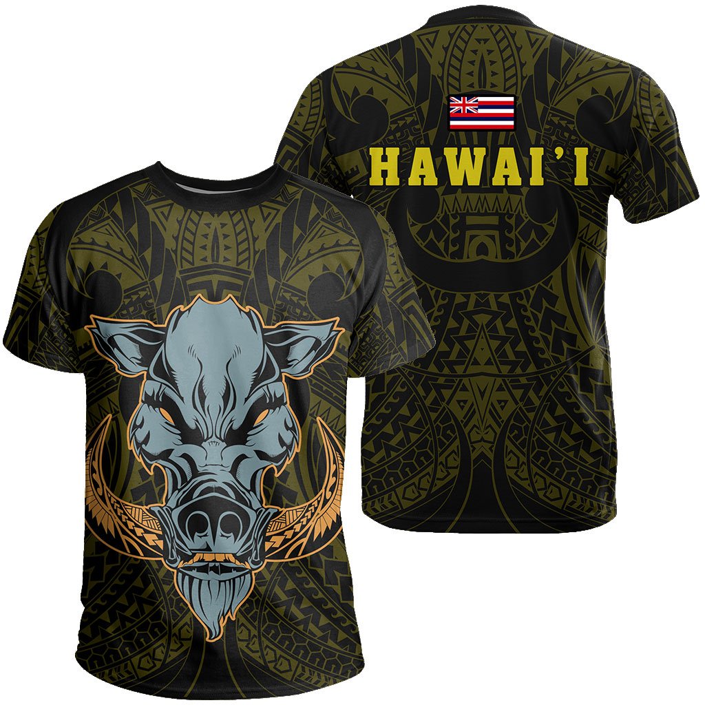 Hawaii Wild Boar Kamapuaa T Shirt Yellow Hawaiian Mythology Style Unisex Yellow - Polynesian Pride