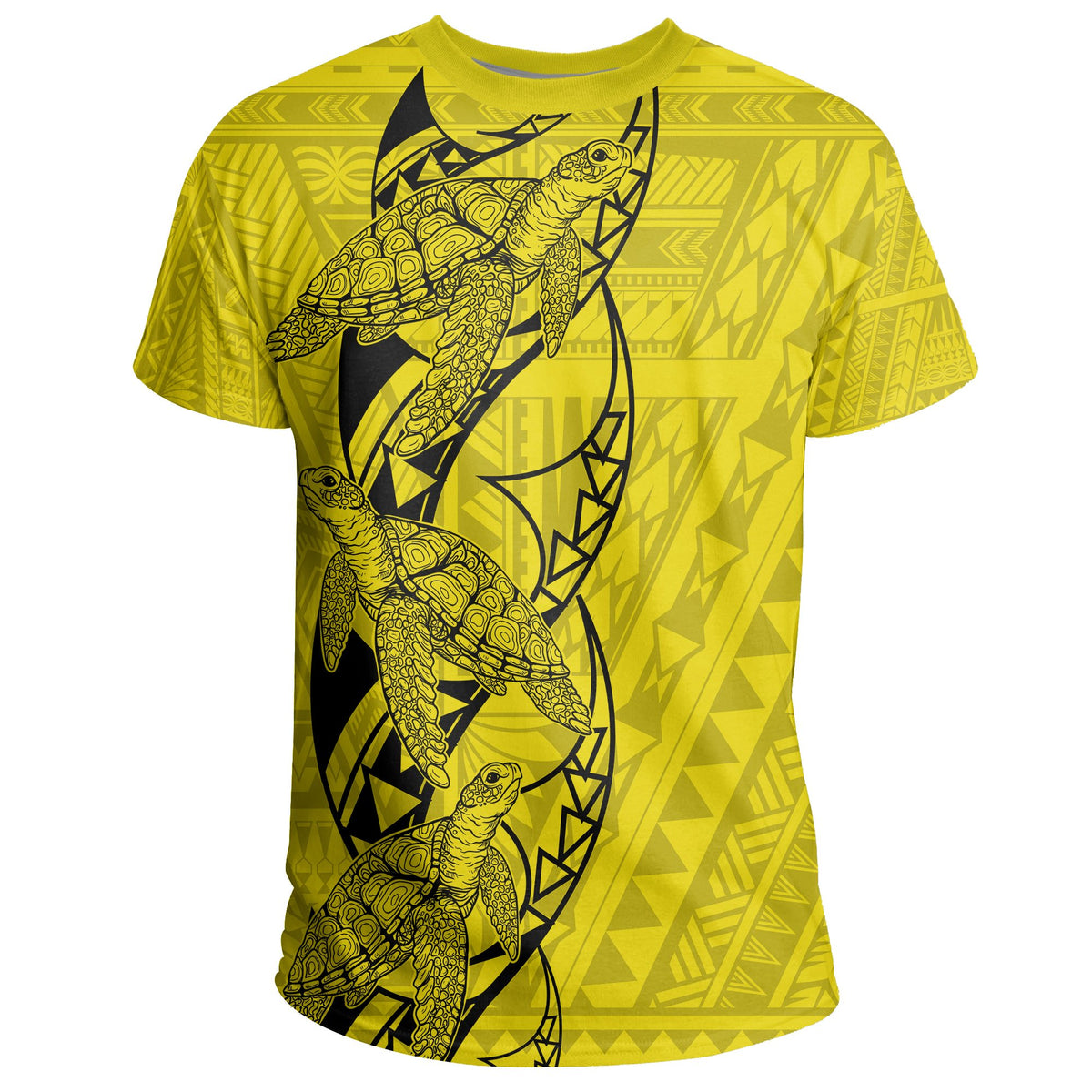 Turtle Polynesian Map T Shirt Yellow - Polynesian Pride