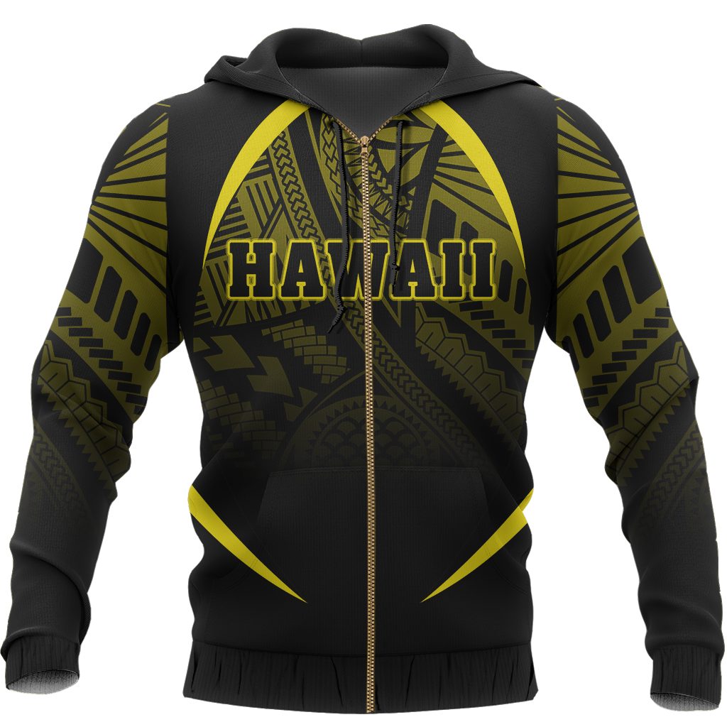 Hawaii Polynesian Zipper Hoodie Yellow The Face Style - Polynesian Pride