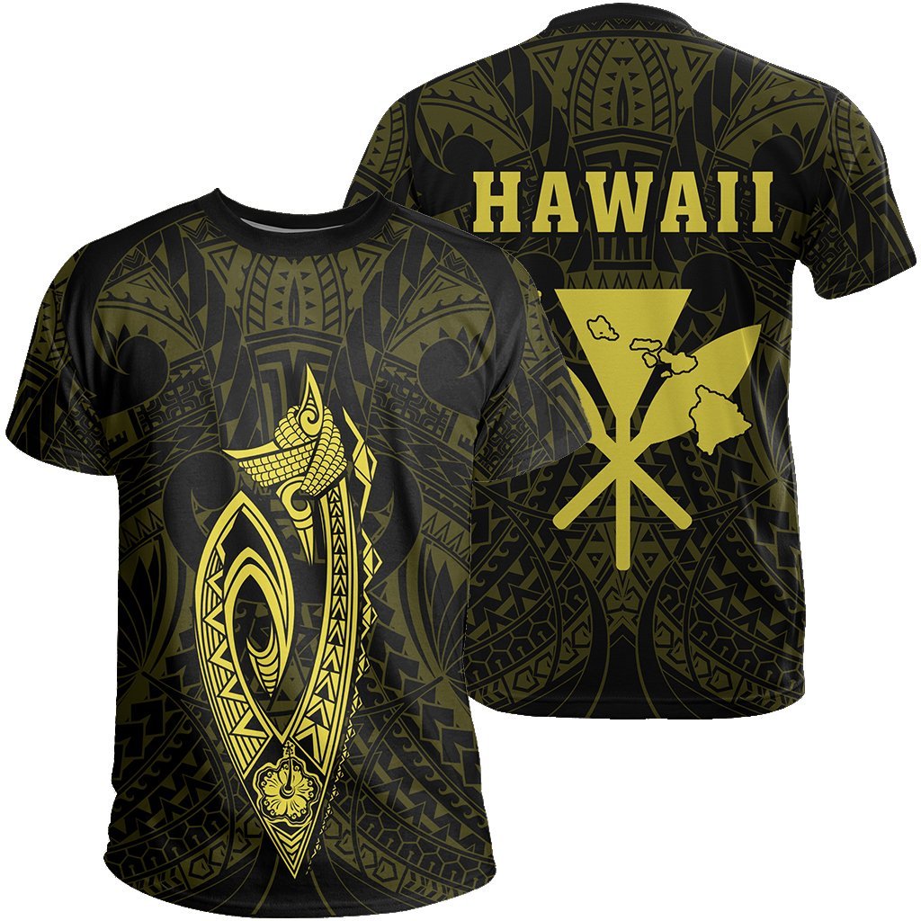 Hawaii Kakau Makau Fish Hook Polynesian T Shirt Yellow Unisex Yellow - Polynesian Pride