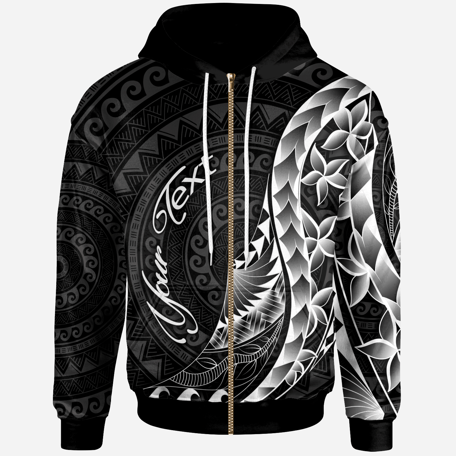 Nauru Zip Hoodie Custom Polynesian Pattern Style Unisex Black - Polynesian Pride