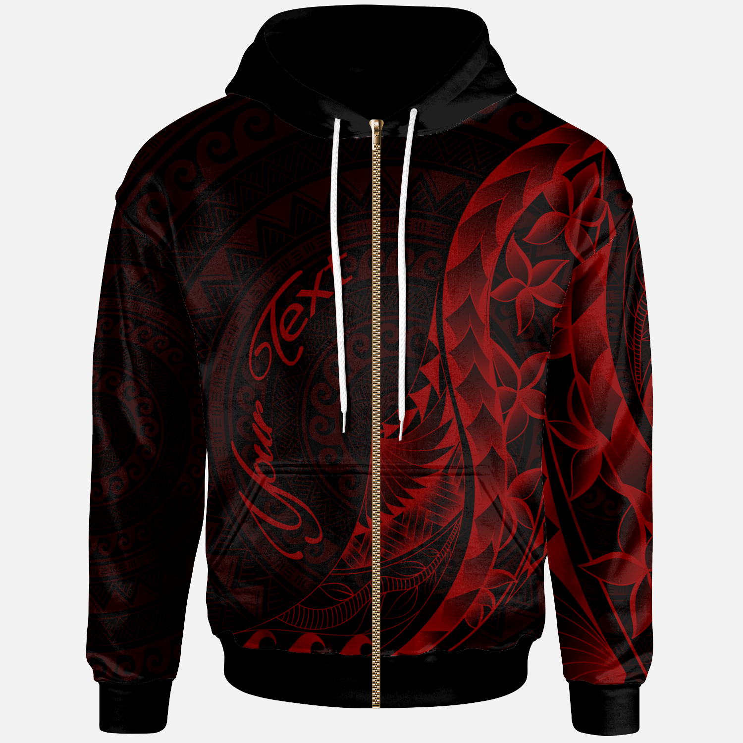 Kiribati Zip Hoodie Custom Polynesian Pattern Style Red Color Unisex Red - Polynesian Pride