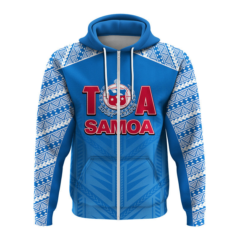 Toa Samoa Rugby Hoodie Blue Sky Jersey 2022 LT6 Zip Hoodie Blue - Polynesian Pride