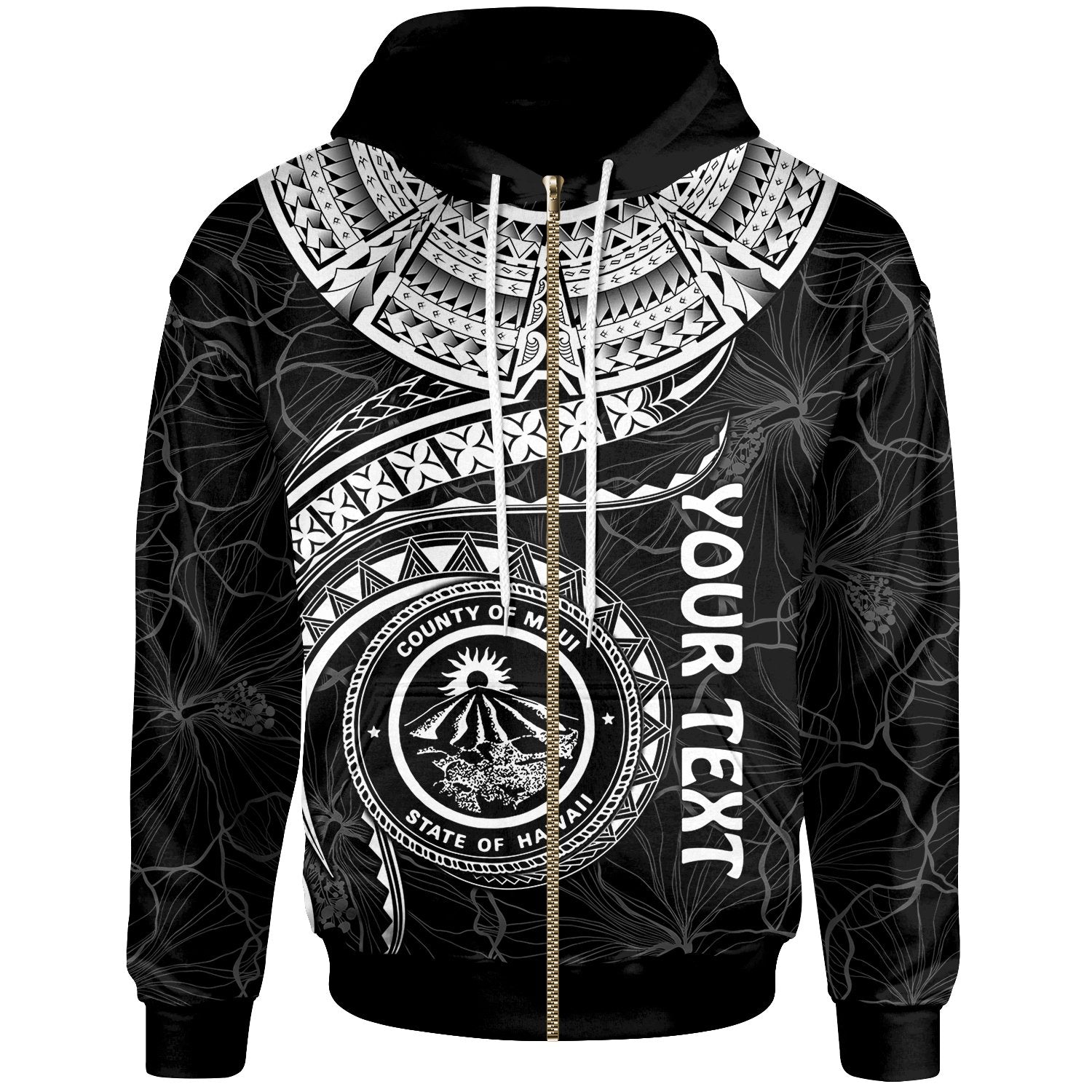 Polynesian Hawaii Custom Zip up Hoodie Maui Polynesian Waves (White) Unisex White - Polynesian Pride