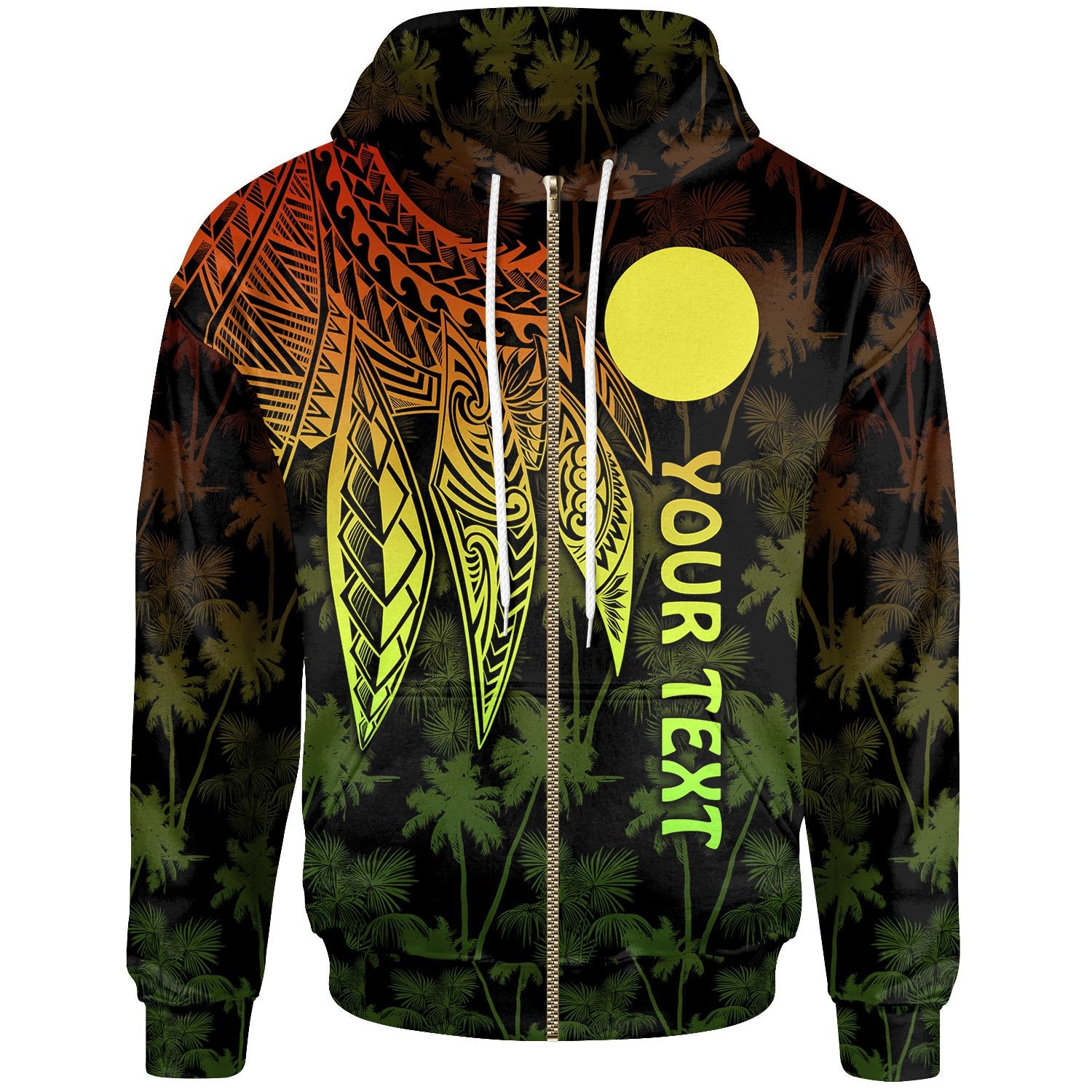 Palau Polynesian Custom Zip up Hoodie Polynesian Wings (Reggae) Unisex Reggae - Polynesian Pride