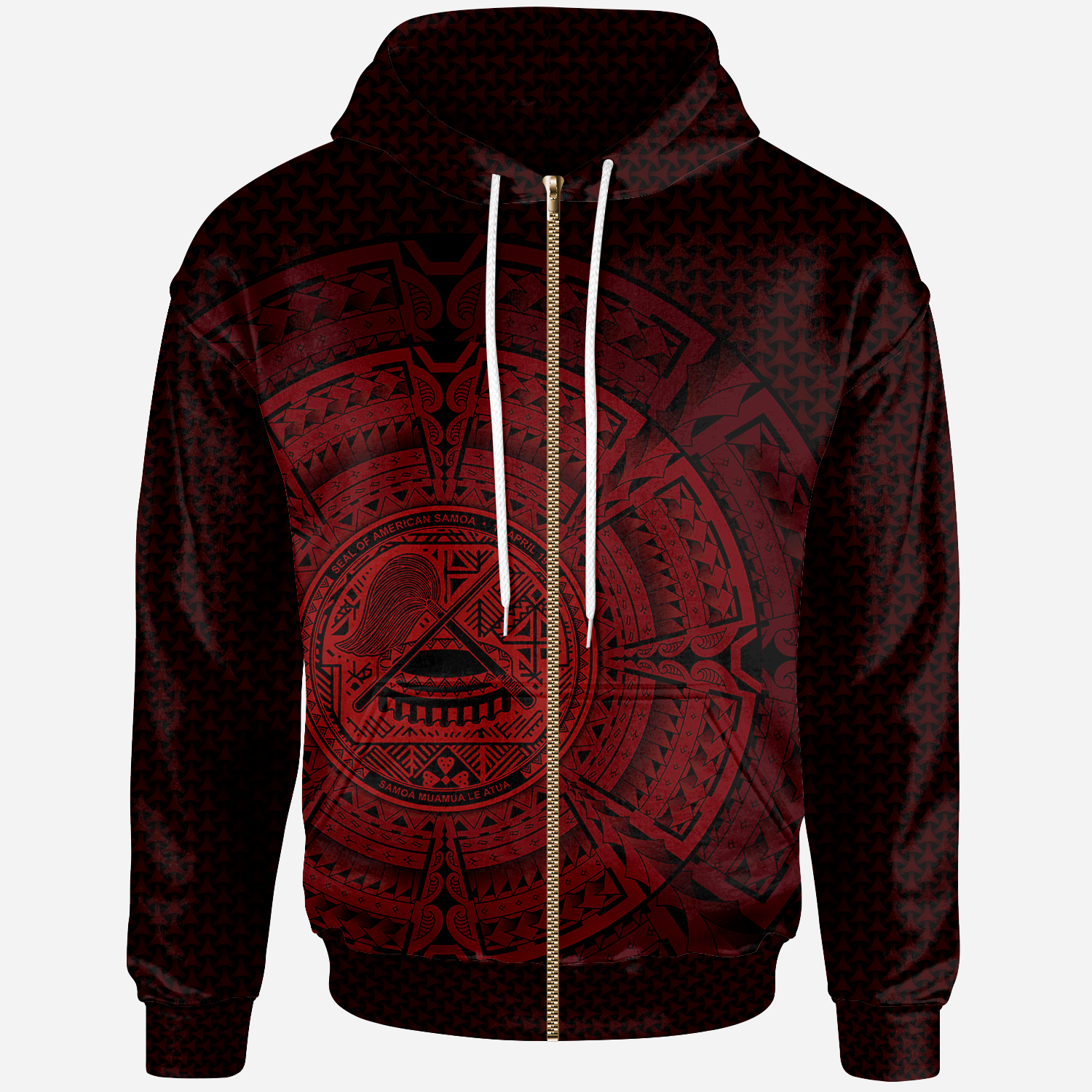 American Samoa Polynesian Zip up Hoodie Polynesian Circle (Red) Unisex Red - Polynesian Pride