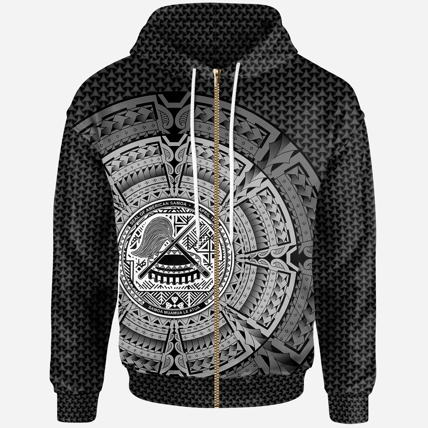 American Samoa Polynesian Zip up Hoodie Polynesian Circle (White) Unisex White - Polynesian Pride