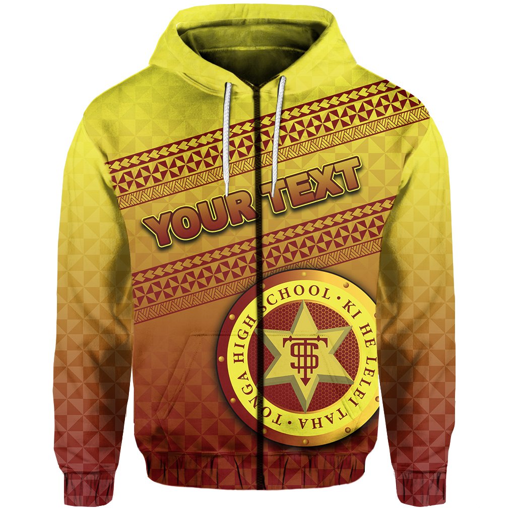 Custom Tonga High School Zip Hoodie Simple Style Unisex Yellow - Polynesian Pride