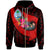 Guam Zip up Hoodie Polynesian Hook and Hibiscus (Red) Unisex Red - Polynesian Pride