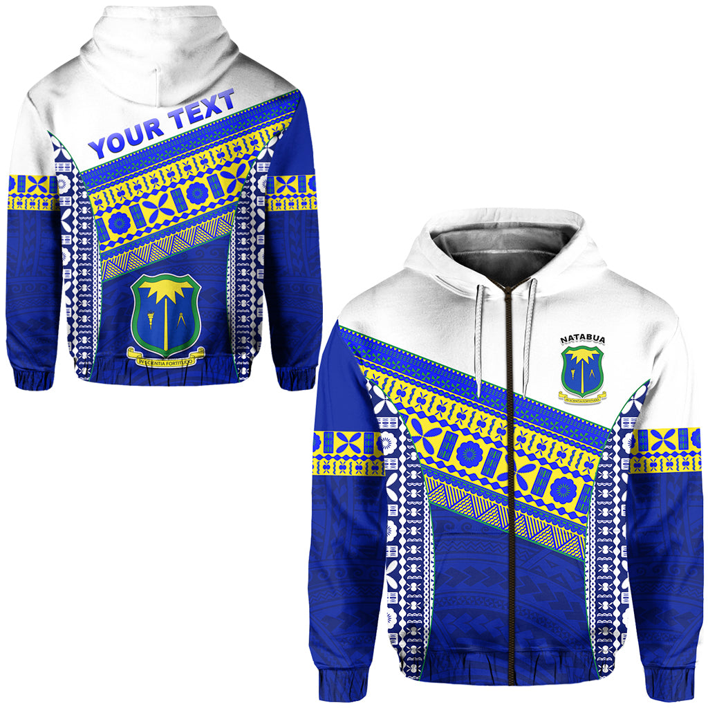 Custom Natabua High School Fiji Zip Hoodie NHS Polynesian LT13 Unisex Blue - Polynesian Pride