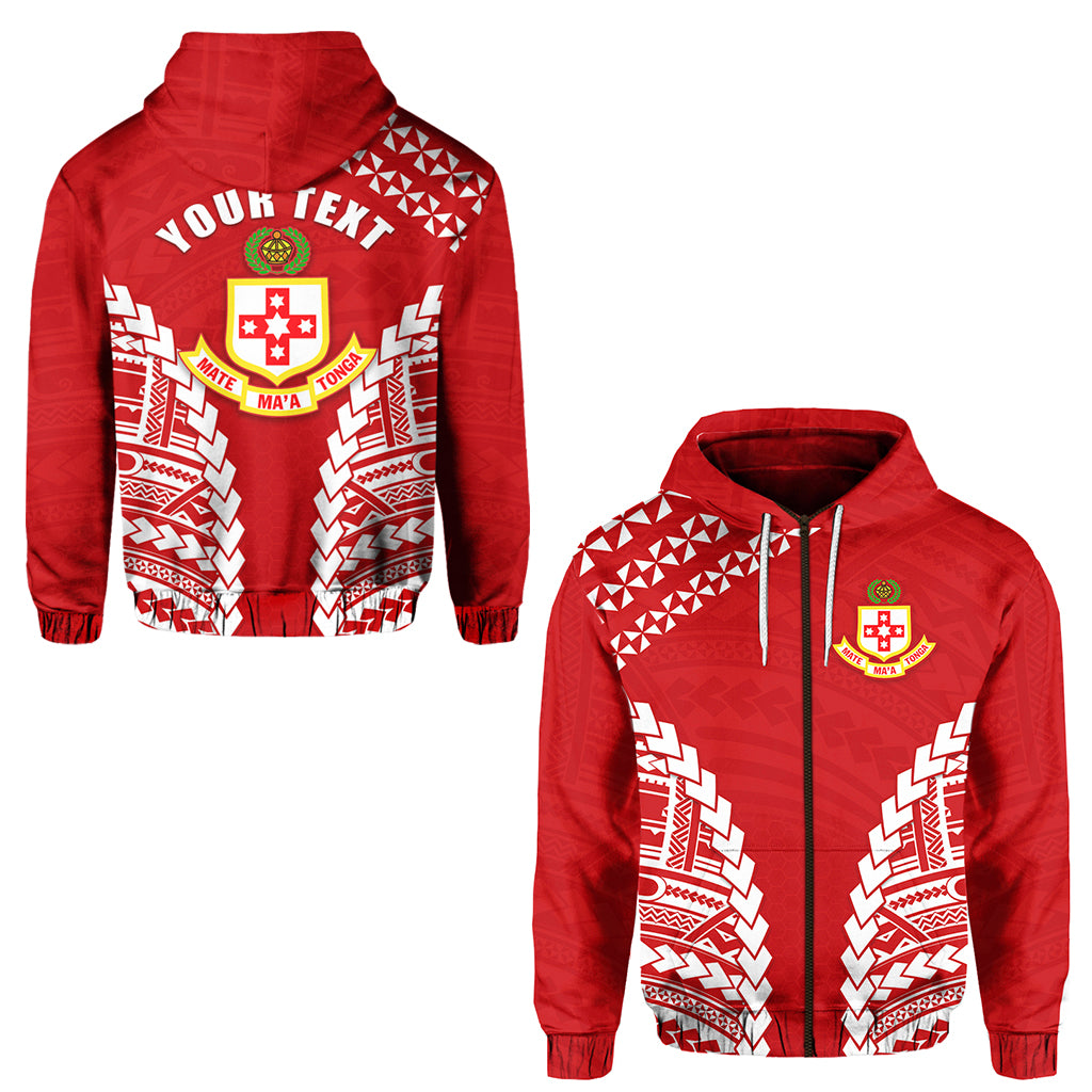 Custom Kolisi Tonga Zip Hoodie LT13 Unisex Red - Polynesian Pride