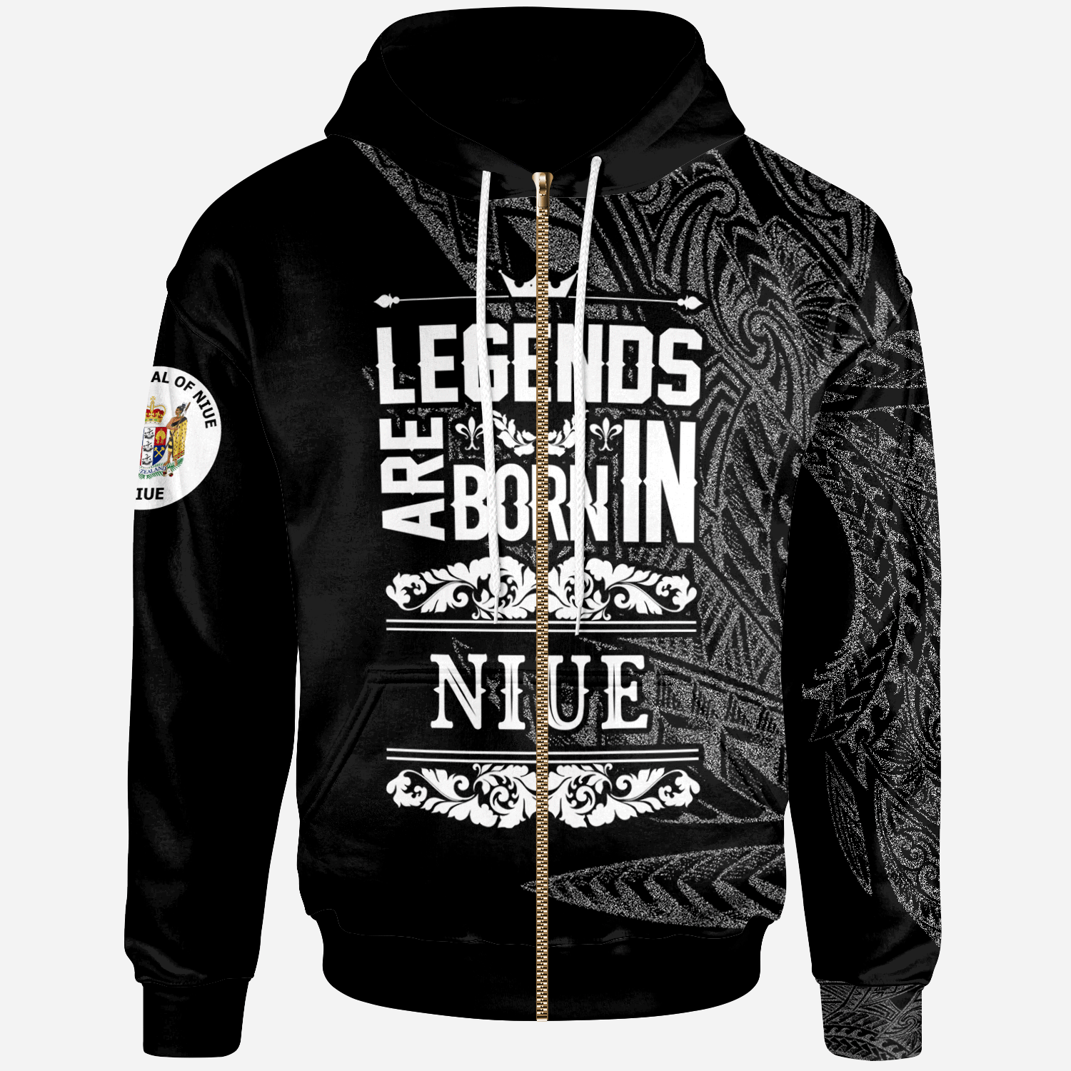 Niue Zip Hoodie Legends Are Born In White Color Unisex White - Polynesian Pride