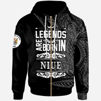 Niue Zip Hoodie Legends Are Born In White Color Unisex White - Polynesian Pride