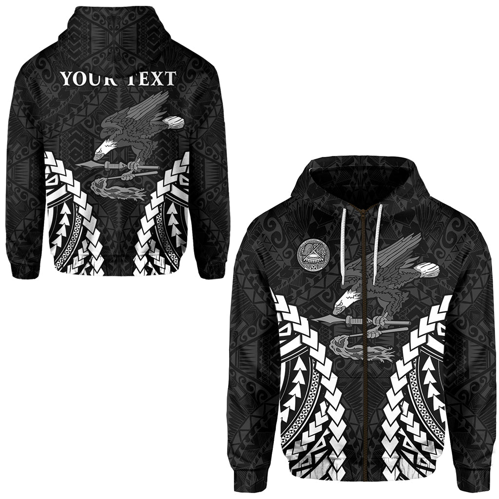 Custom American Samoa Zip Hoodie Eagle mix Polynesian LT13 Unisex Black - Polynesian Pride