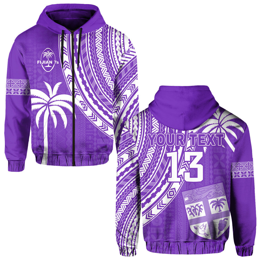 (Custom Text and Number) Fiji Rugby Sevens Hoodie Fijian 7s Tapa Polynesian Purple LT13 - Polynesian Pride
