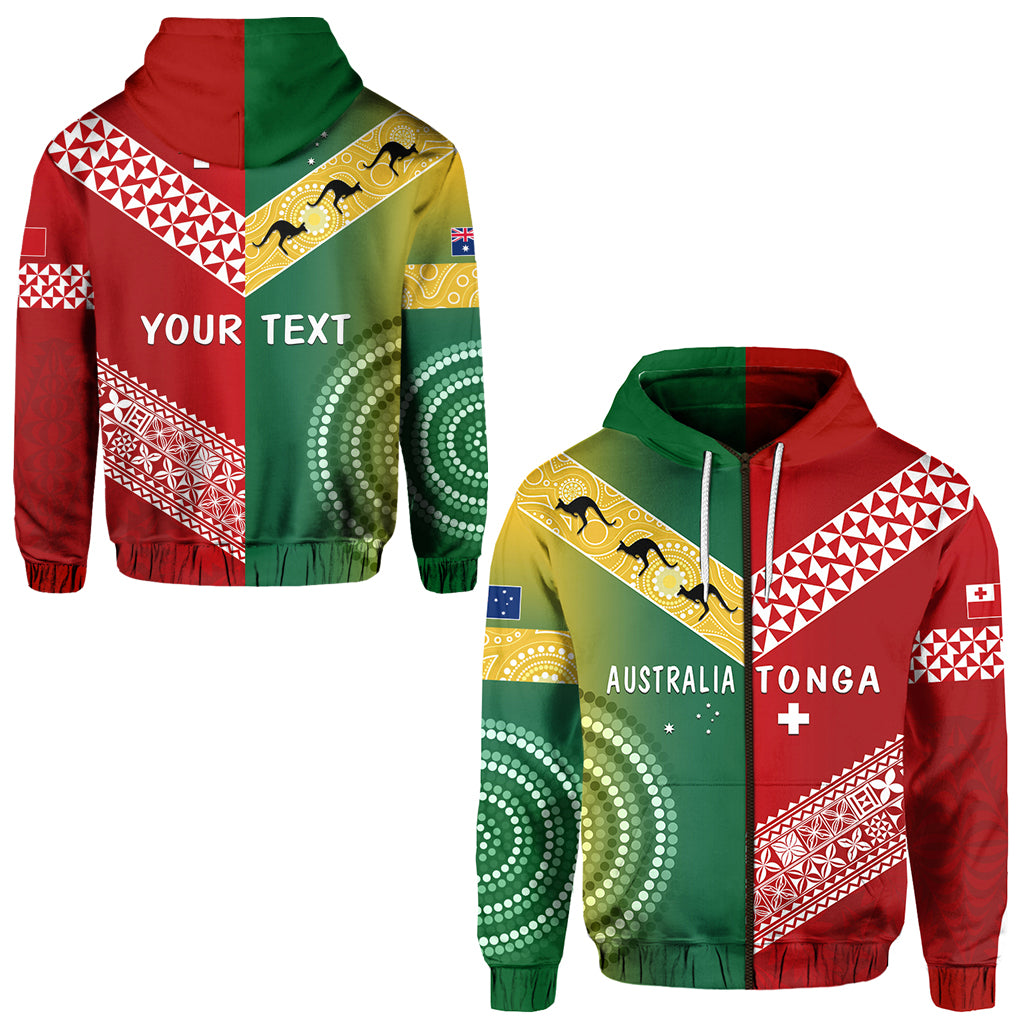 Custom Australia and Tonga Zip Hoodie Version Special LT13 Unisex Red - Polynesian Pride