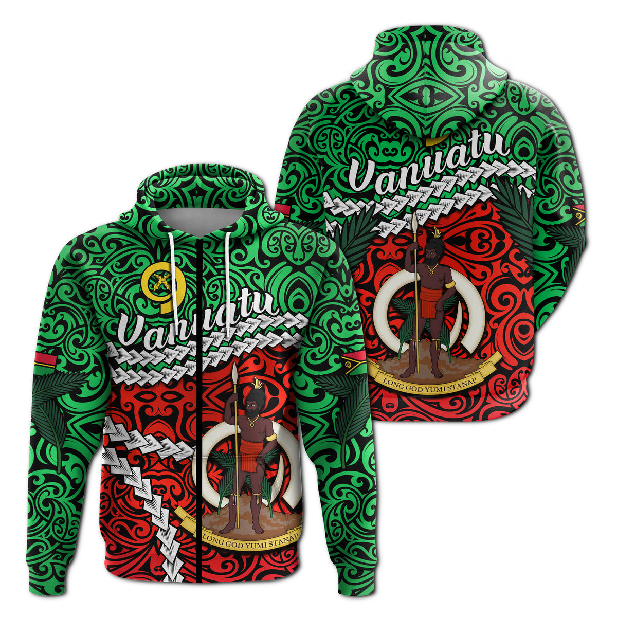 Vanuatu Zip Hoodie Simple LT13 Unisex Green - Polynesian Pride