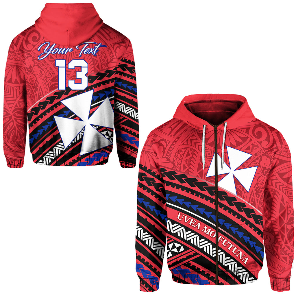 Custom Wallis and Futuna Zip Hoodie Creative Polynesian Custom Text and Number LT13 Unisex Red - Polynesian Pride