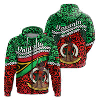 Proud Vanuatu Zip Hoodie Pattern Mix Flag LT13 Unisex Green - Polynesian Pride