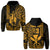 (Custom Text and Number) Hawaii Day Kakau Hoodie Proud To Be Hawaiian Gold King Kamehameha and Kanaka Maoli LT13 Zip Hoodie Gold - Polynesian Pride