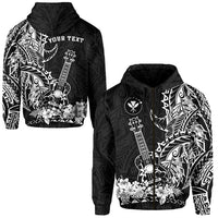 Custom Hawaii Polynesian Zip Hoodie White Ukulele LT13 Unisex White - Polynesian Pride