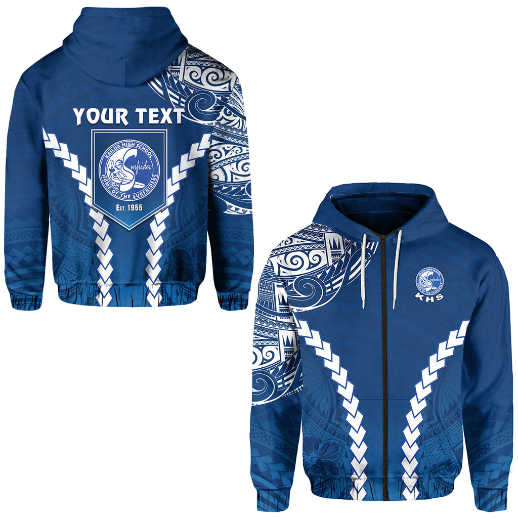 Custom Kailua High School Zip Hoodie Home of the Surfriders LT13 Unisex Blue - Polynesian Pride