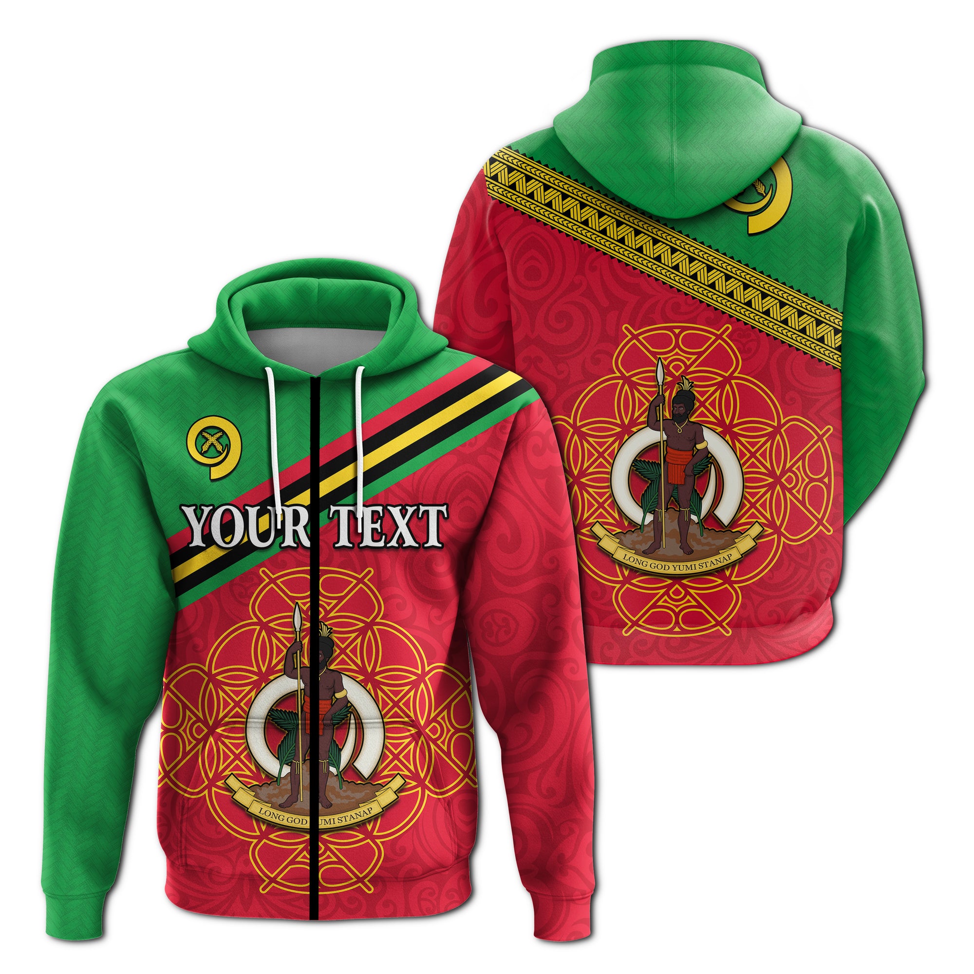 Custom Vanuatu Zip Hoodie Pattern Sand Drawing LT13 Unisex Red - Polynesian Pride