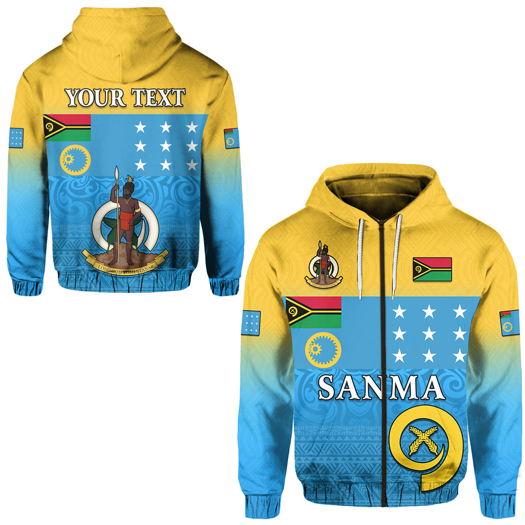 Custom Sanma Province Zip Hoodie Vanuatu Proud LT13 Unisex Blue - Polynesian Pride