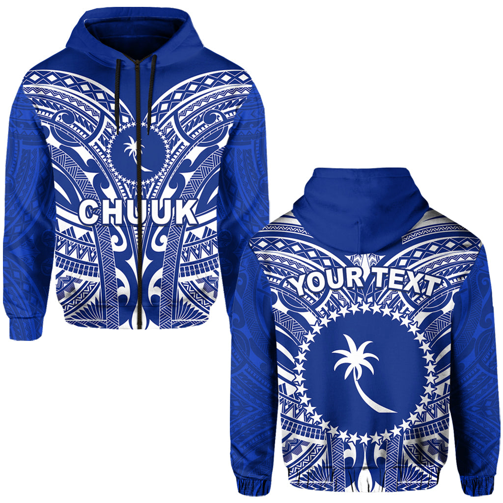 Custom Chuuk Zip Hoodie Micronesia Simple Pattern LT13 Unisex Blue - Polynesian Pride