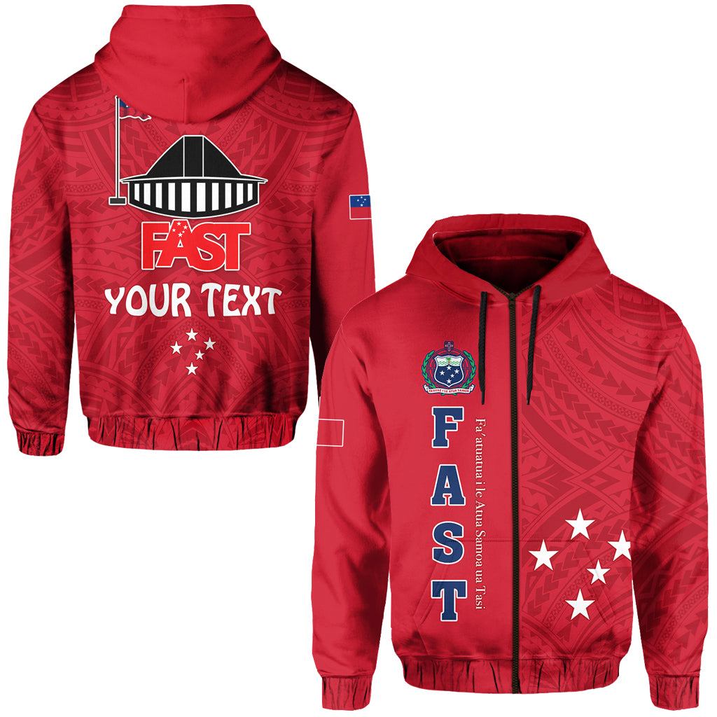 Custom F.A.S.T Samoa Zip Hoodie We Ready Polynesian Samoan LT13 Unisex Red - Polynesian Pride