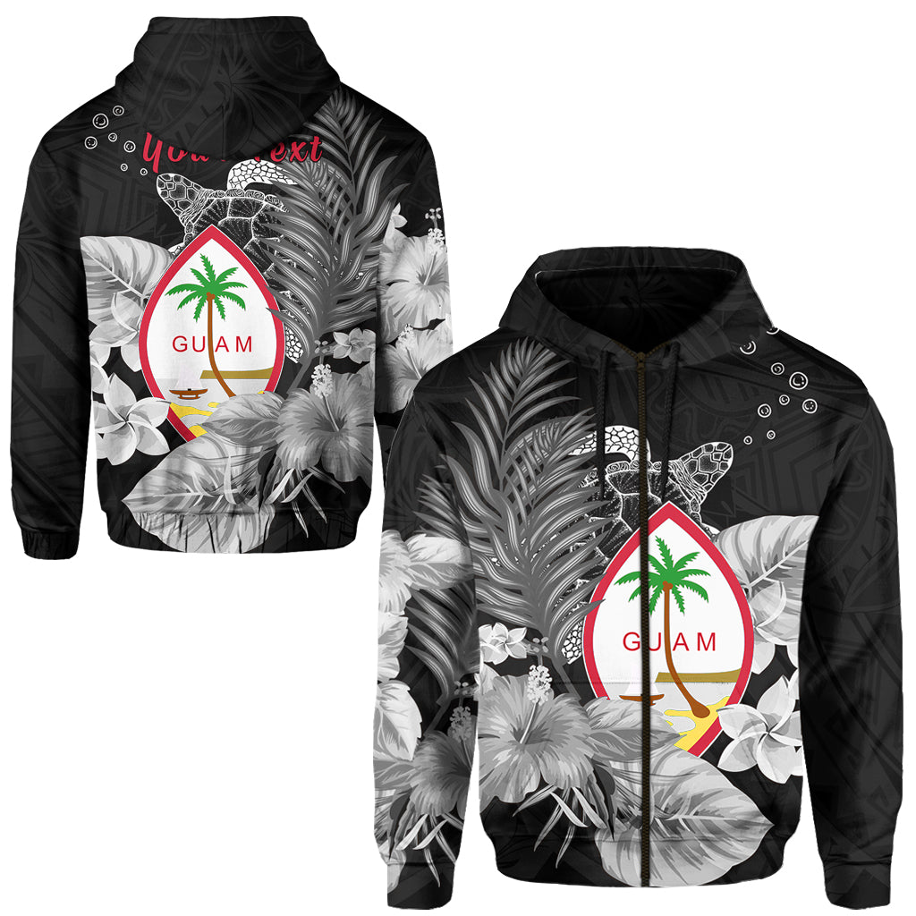 Custom Guam Seal Zip Hoodie Polynesian Turtle with Flowers Version White LT13 Unisex White - Polynesian Pride