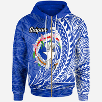 Northern Mariana Islands Zip Hoodie Saipan Wings Style Unisex Blue - Polynesian Pride