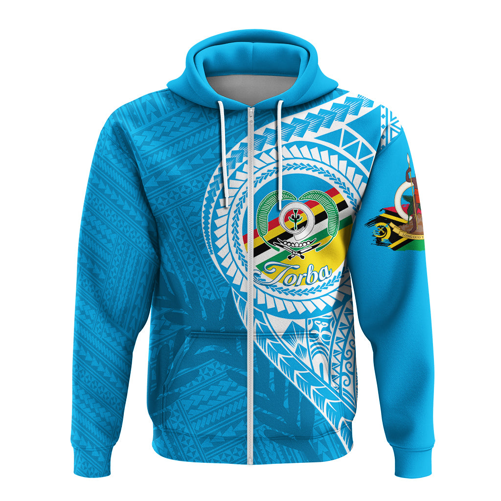 Custom Vanuatu Torba Province Zip up Hoodie Torba Emblem LT7 Unisex Blue - Polynesian Pride