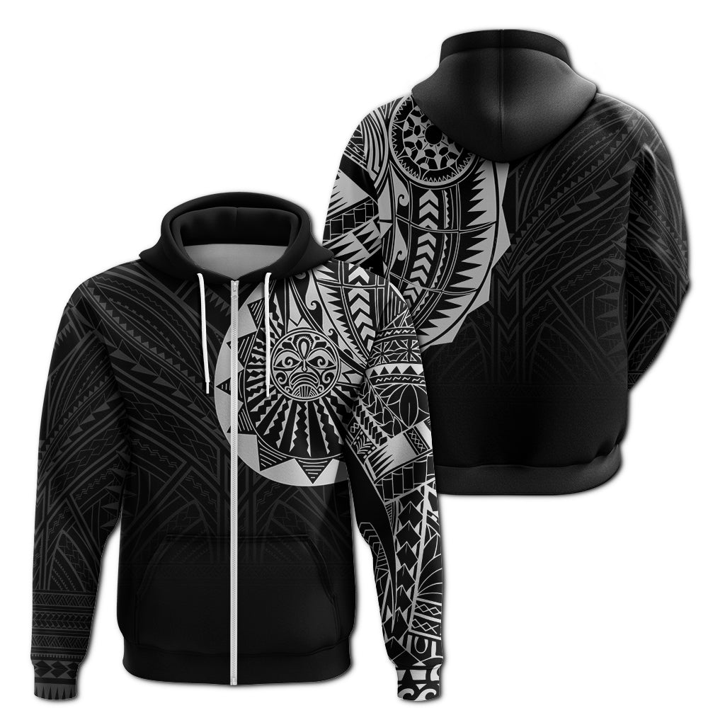 Polynesian Full Sleeve Tattoo Zip up Hoodie Silver Vibes LT7 - Polynesian Pride
