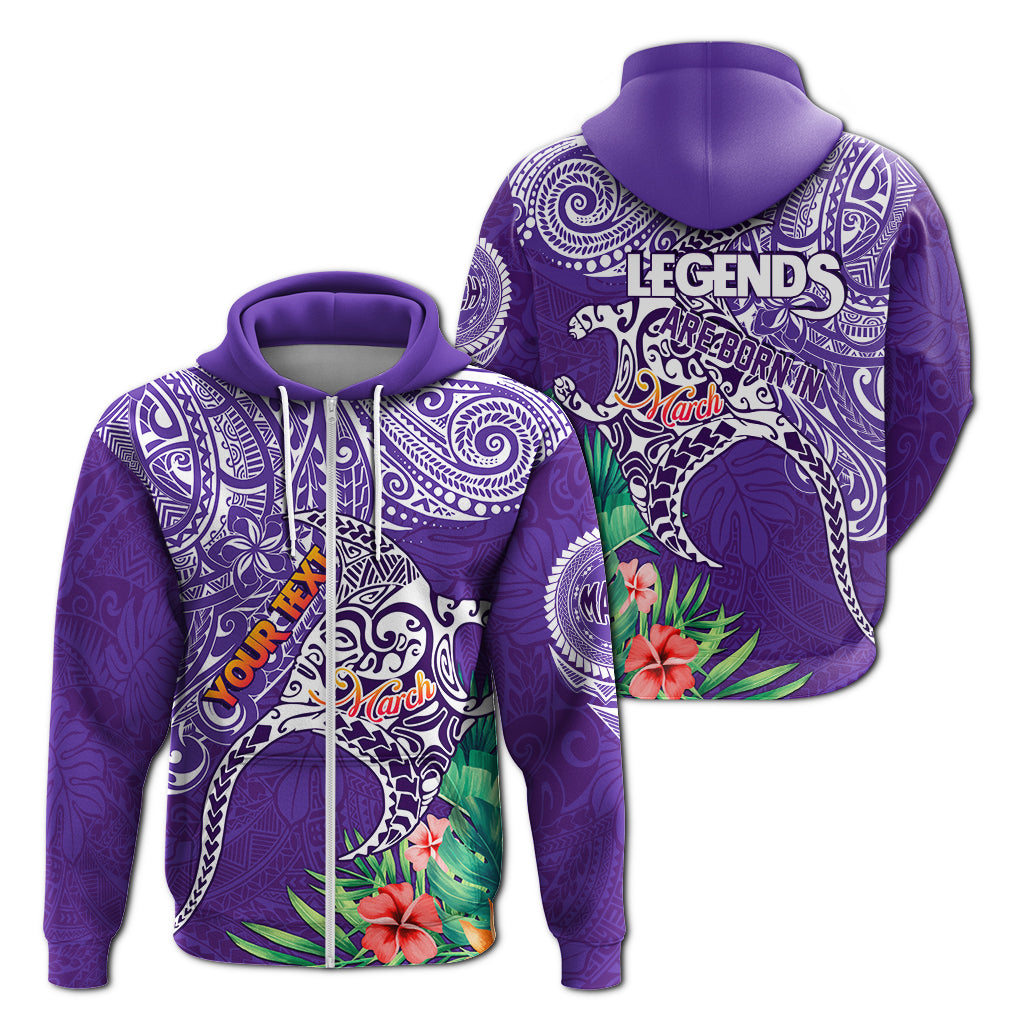 Custom Polynesian Birthday Zip up Hoodie Legends Are Born In March LT7 - Polynesian Pride