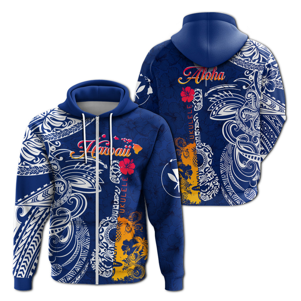 Hawaii Ukulele Unique Style Zip up Hoodie Hibiscus Pattern LT7 - Polynesian Pride