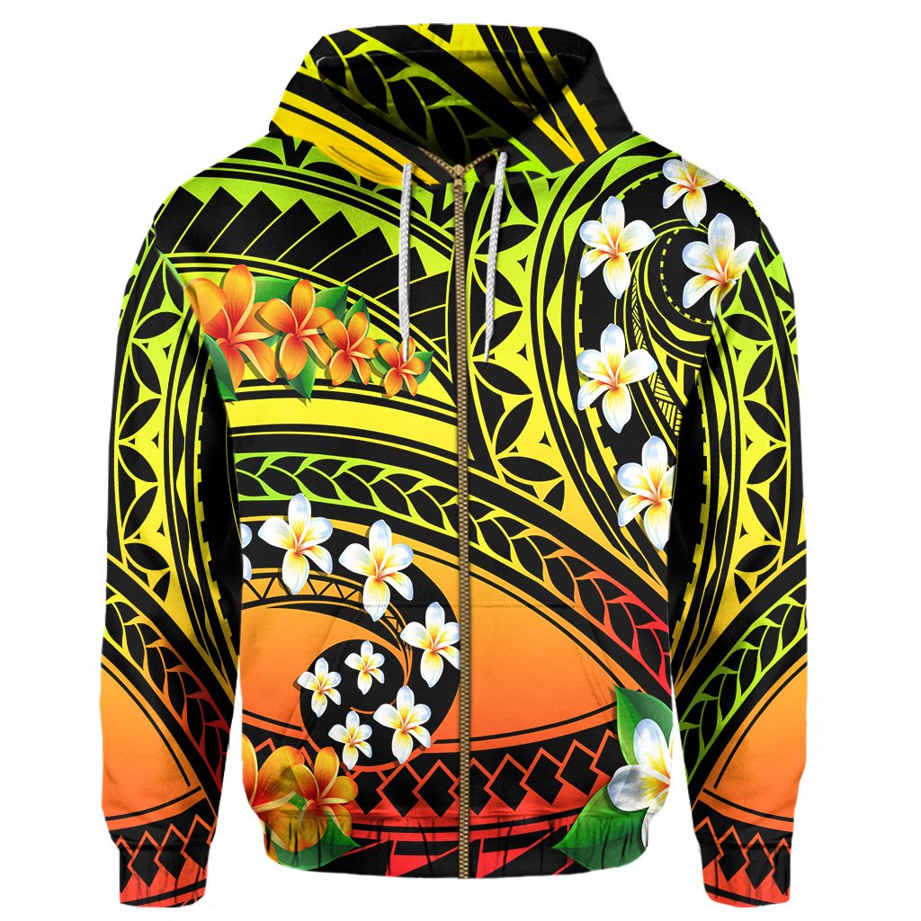 Hawaii Plumeria Polynesian Hoodie Zip Hope AH - Polynesian Pride