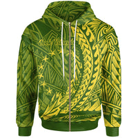 Cook Islands Zip Hoodie Wings Style Unisex Green - Polynesian Pride
