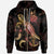 New Caledonia Polynesian Zip up Hoodie Turtle With Blooming Hibiscus Gold Unisex Gold - Polynesian Pride