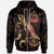 Vanuatu Polynesian Zip up Hoodie Turtle With Blooming Hibiscus Gold Unisex Gold - Polynesian Pride