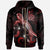 New Caledonia Polynesian Zip up Hoodie Turtle With Blooming Hibiscus Red Unisex Red - Polynesian Pride