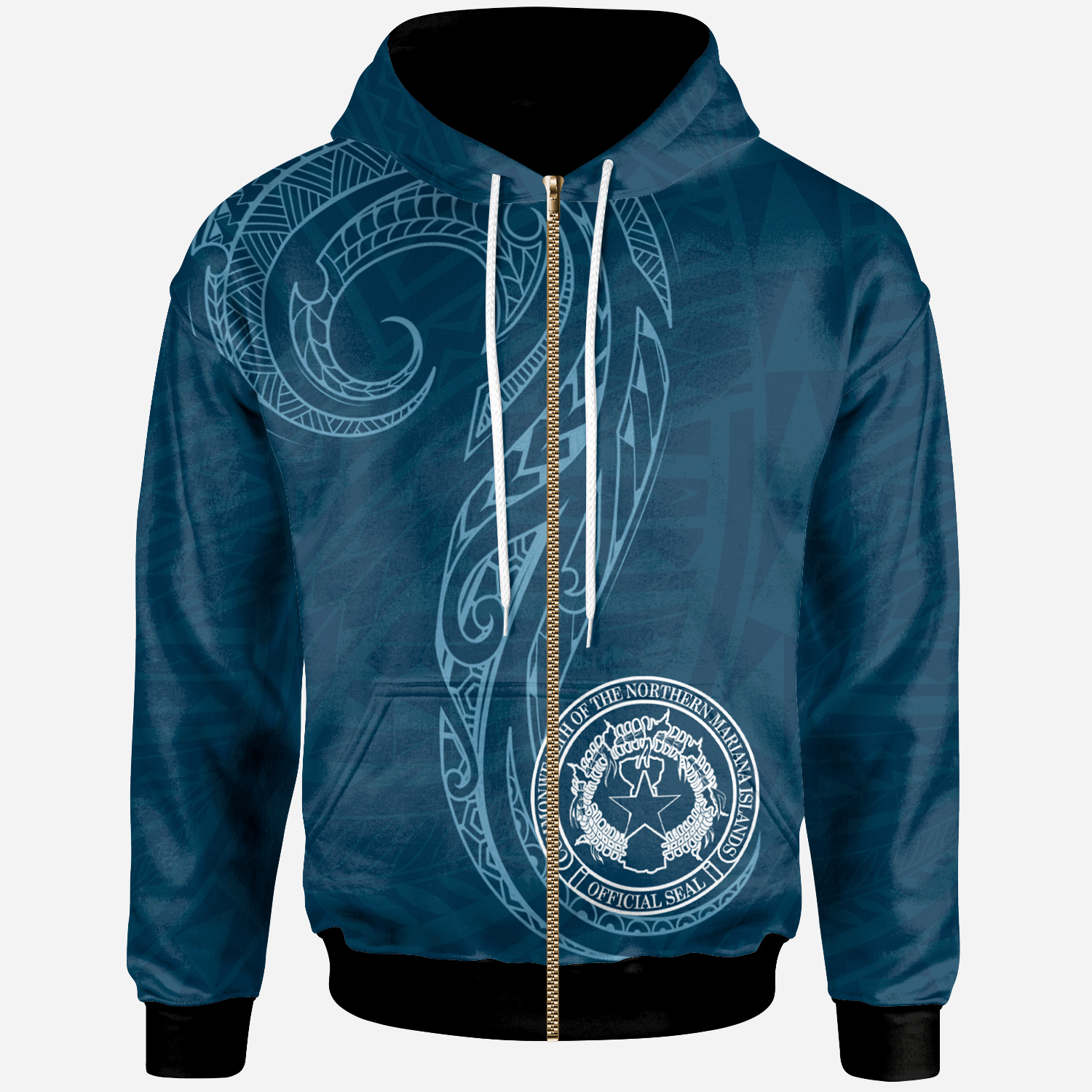 Northern Mariana Islands Zip Hoodie Polynesian Style Unisex Blue - Polynesian Pride