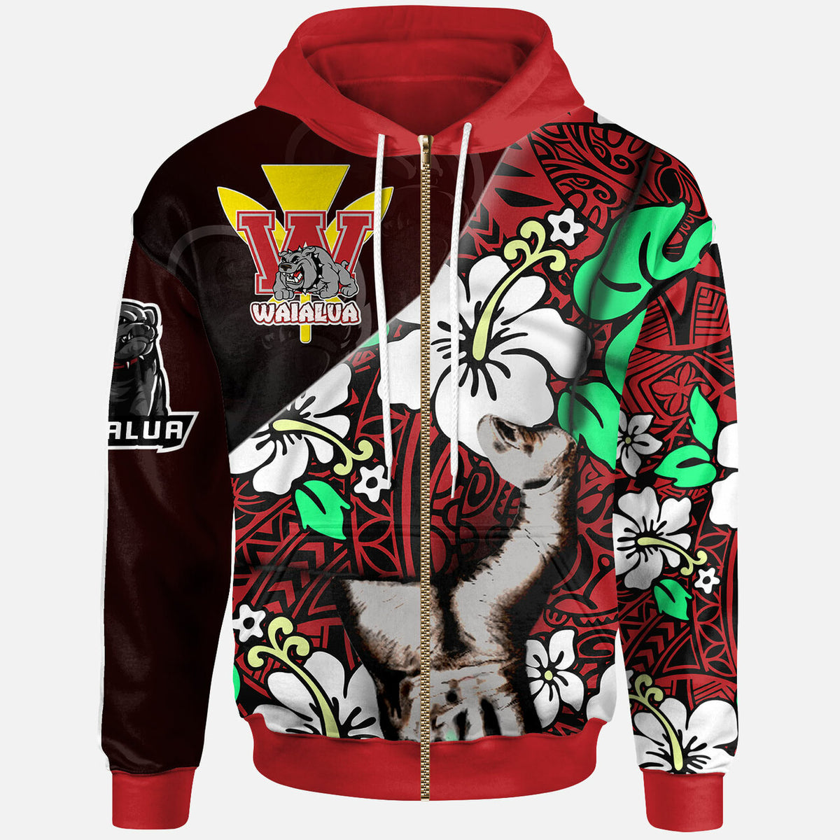 Hawaii Waialua School Polynesian Custom Patronage Hoodie The Waialua High & Intermediate School Bloods In My Veins LT10 - Polynesian Pride