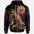 Tahiti Polynesian Zip up Hoodie Turtle With Blooming Hibiscus Gold Unisex Gold - Polynesian Pride