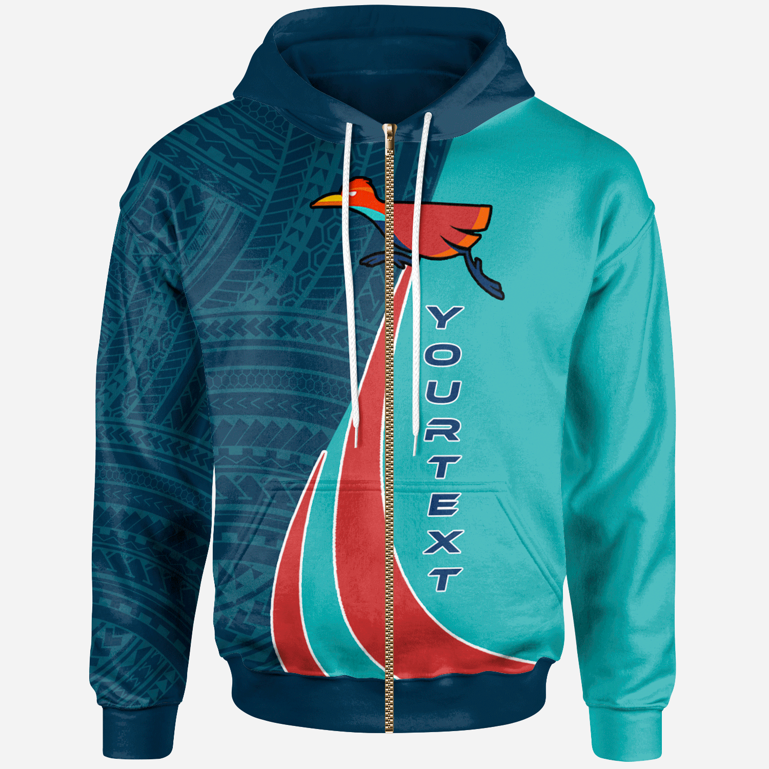 Guam Zip Hoodie Custom Koko Sport Unisex Blue - Polynesian Pride