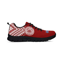 American Samoa Athletic Sneakers - American Samoa Seal Polynesian Tattoo Behind (Red Version) - A0 - Polynesian Pride