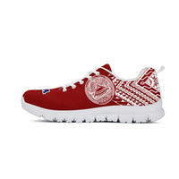 American Samoa Athletic Sneakers - American Samoa Seal Polynesian Tattoo Behind (Red Version) - A0 - Polynesian Pride