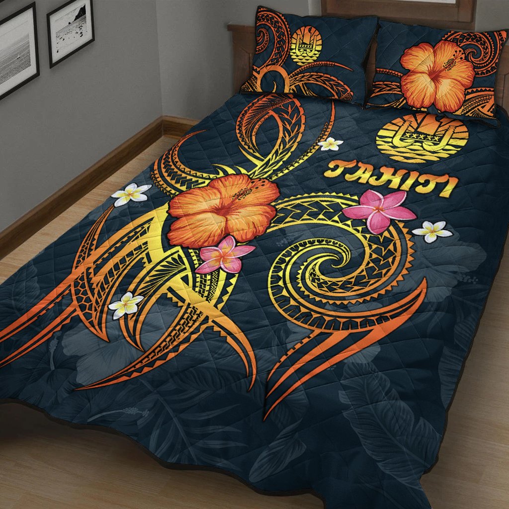 Polynesian Tahiti Quilt Bed Set - Legend of Tahiti (Blue) - Polynesian Pride